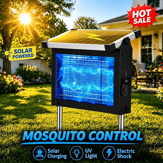 Solar Bug Zapper 4500V Outdoor Waterproof Panel Sensor Garden Patio