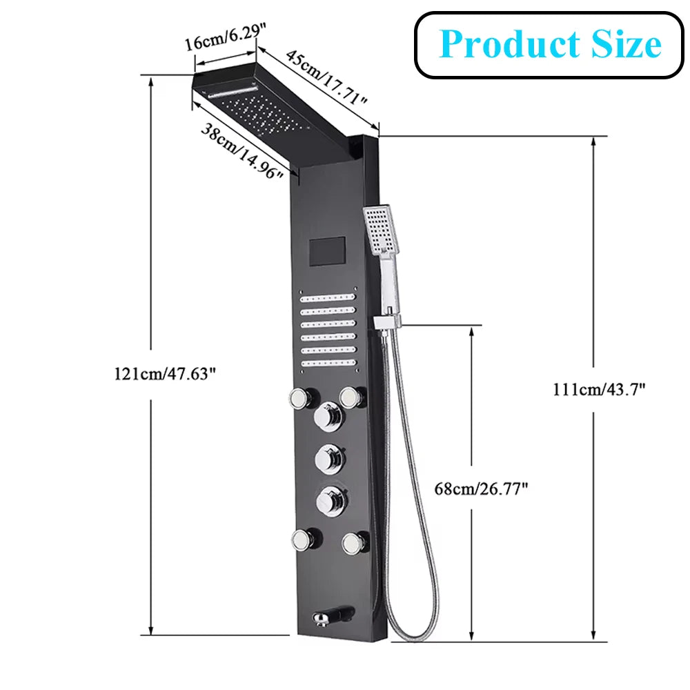 SHBSHAIMY Shower Panel Tower System Rainfall Spa Massage Temperature Screen