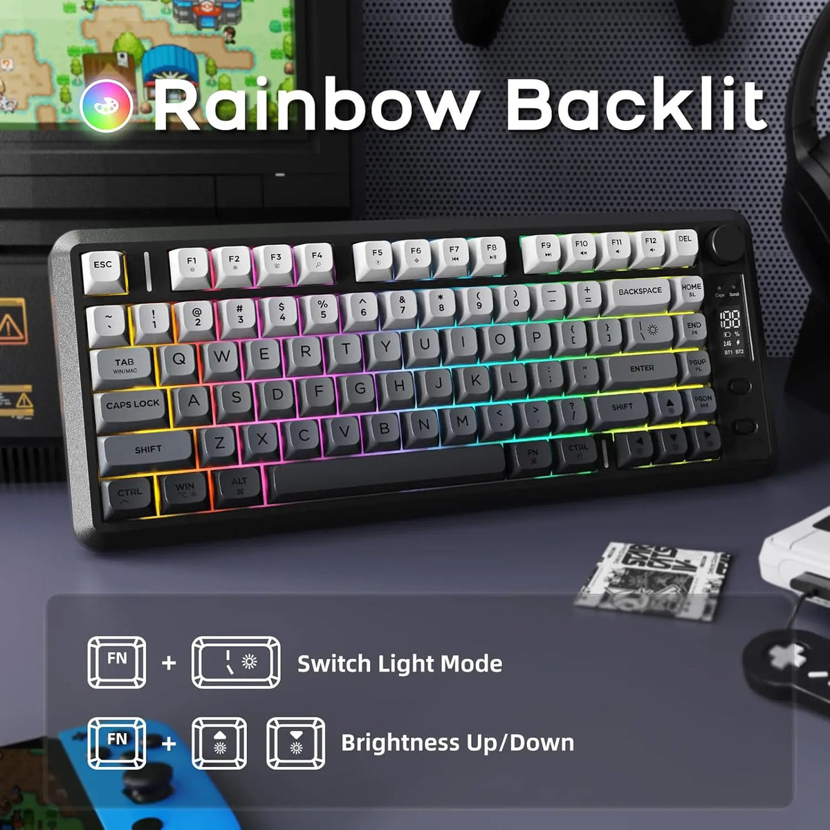 Attack Shark M75 Wireless Membrane Gaming Keyboard With Knob OLED