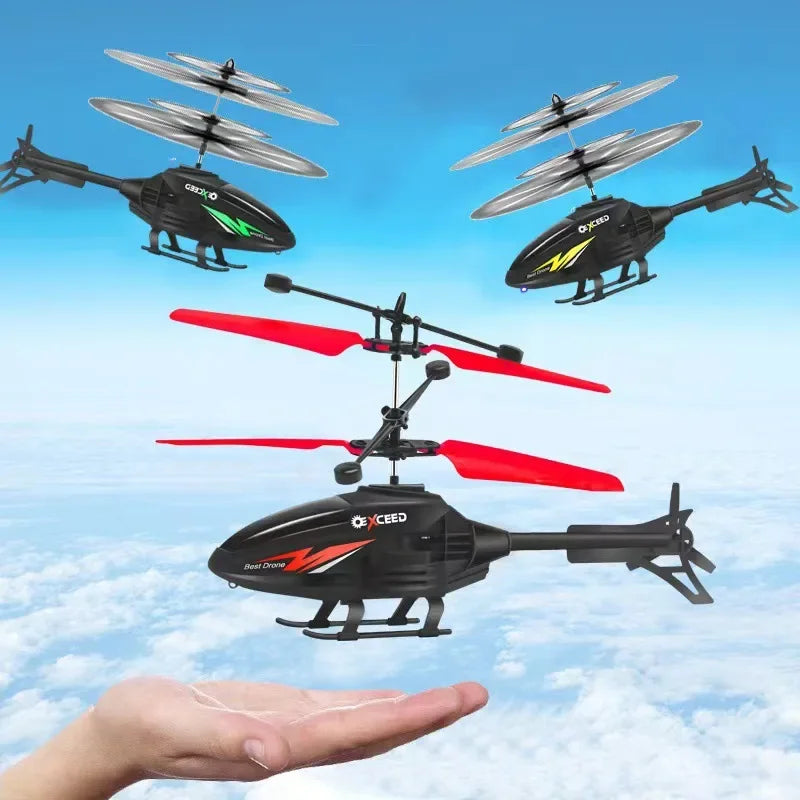 Induction Hand Controlled RC Drone Helicopter With Lighting Rechargeable