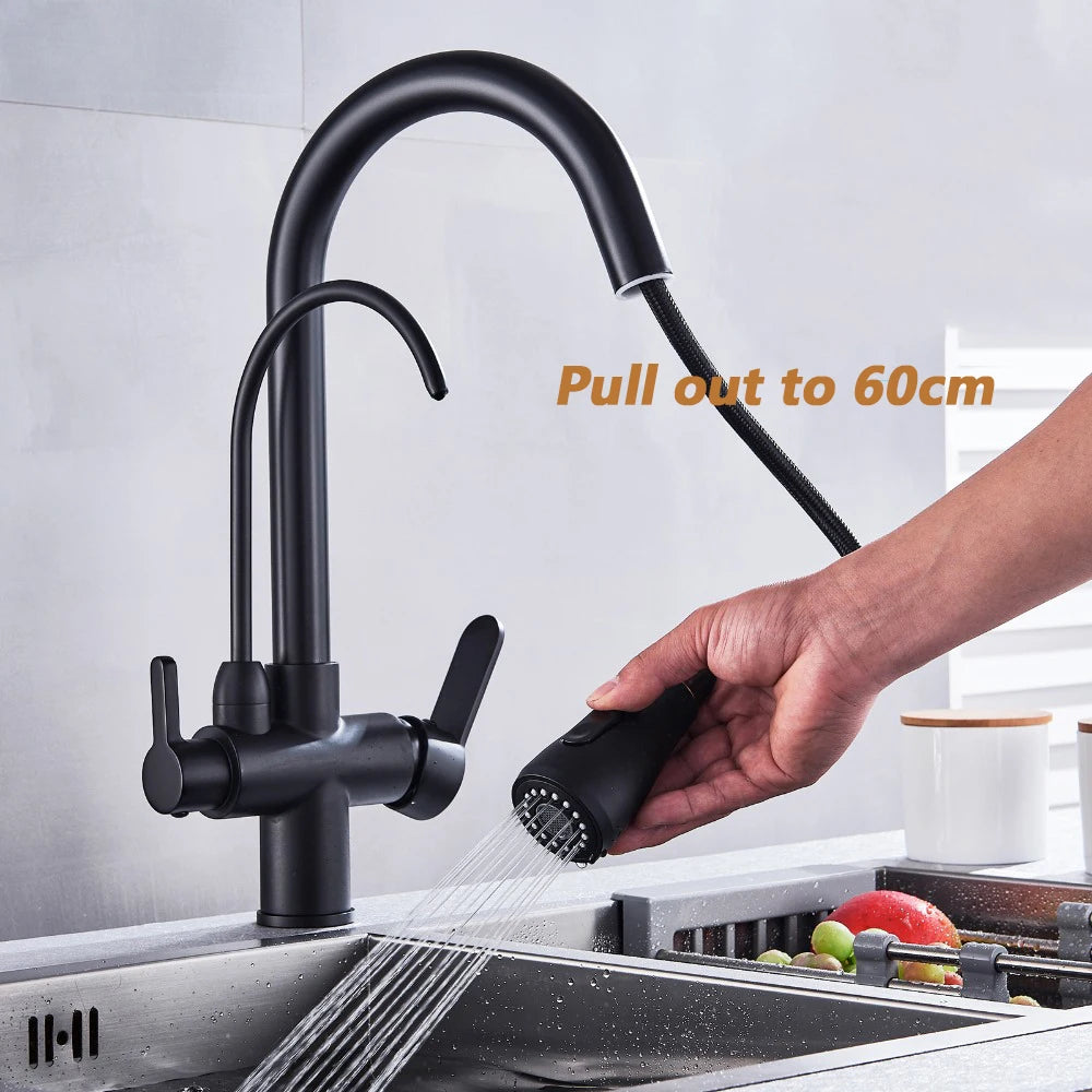 Onyzpily Kitchen Faucet No Sensor With Pull Out Spray Dual Handle