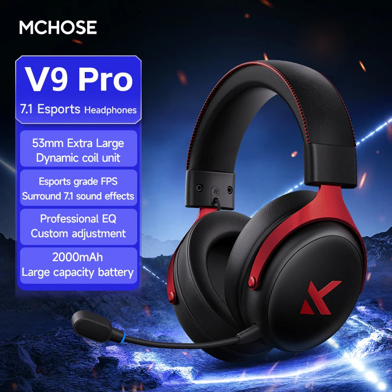 MCHOSE V9 Pro Wireless Gaming Headset 7.1 Surround