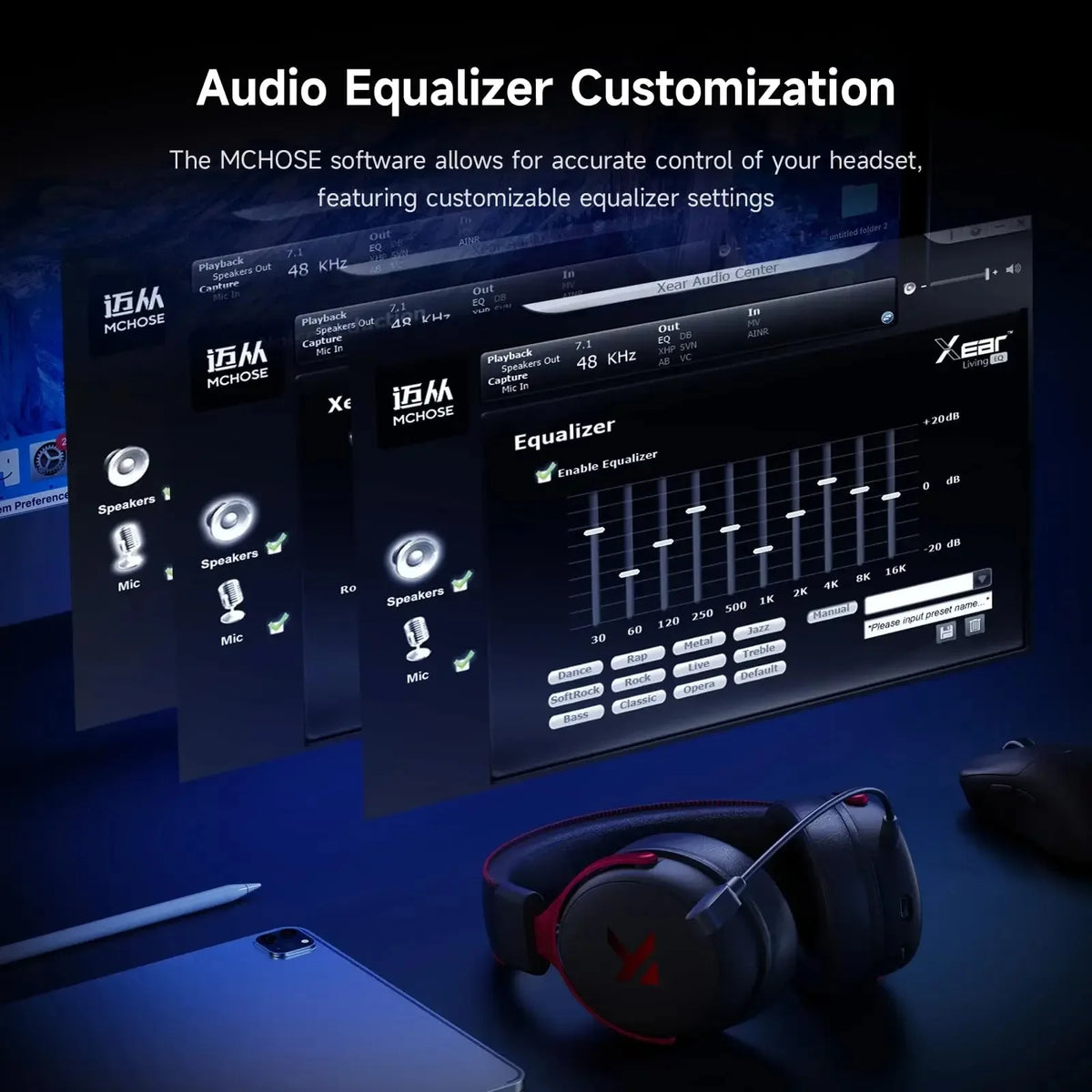 MCHOSE V9 Pro Wireless Gaming Headset 7.1 Surround