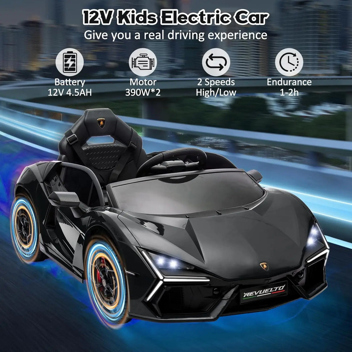 HiMISS Ride On Car For Kids Headlights Bluetooth Music Remote