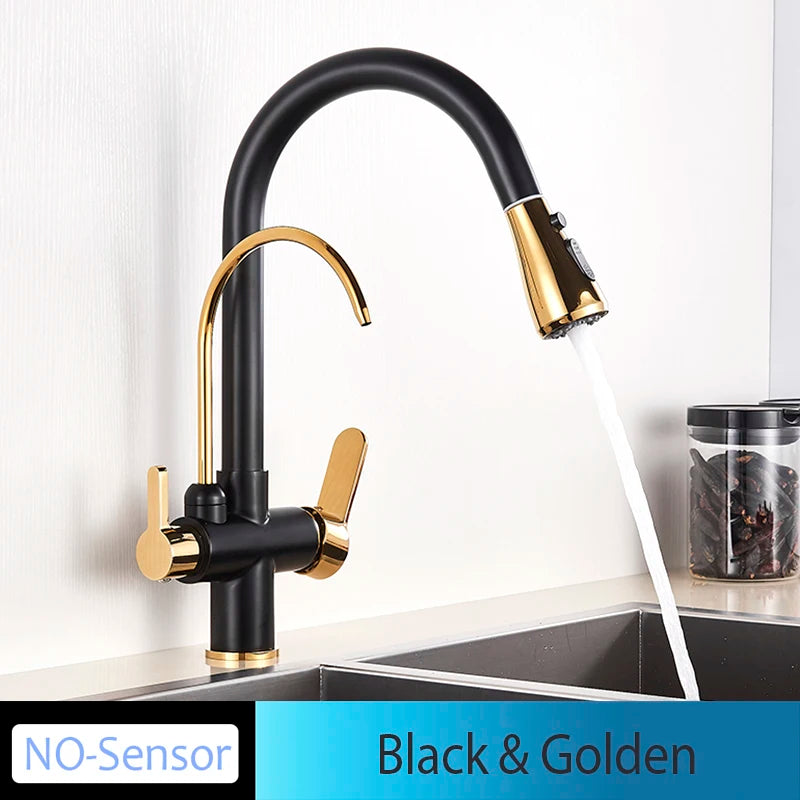 Onyzpily Kitchen Faucet No Sensor With Pull Out Spray Dual Handle