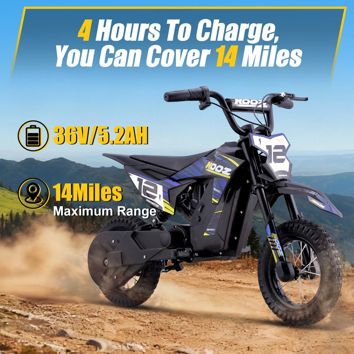KOOZ HP122E Electric Dirt Bike For Kids 36V 300W Modes