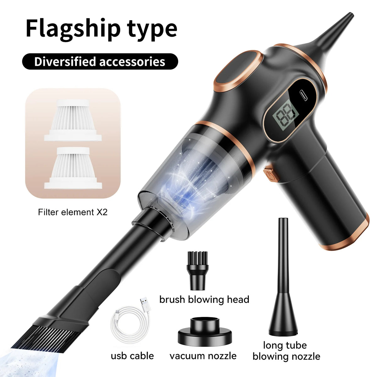 Wireless Car Vacuum Cleaner Cordless Mini HEPA Dust Collector