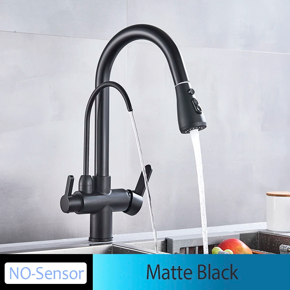 Onyzpily Kitchen Faucet No Sensor With Pull Out Spray Dual Handle
