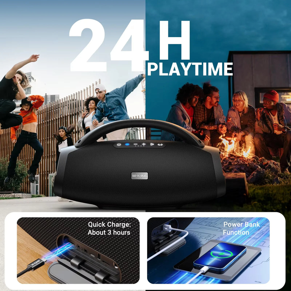W-King X20S Bluetooth Speaker Waterproof 140W RMS Party Boombox