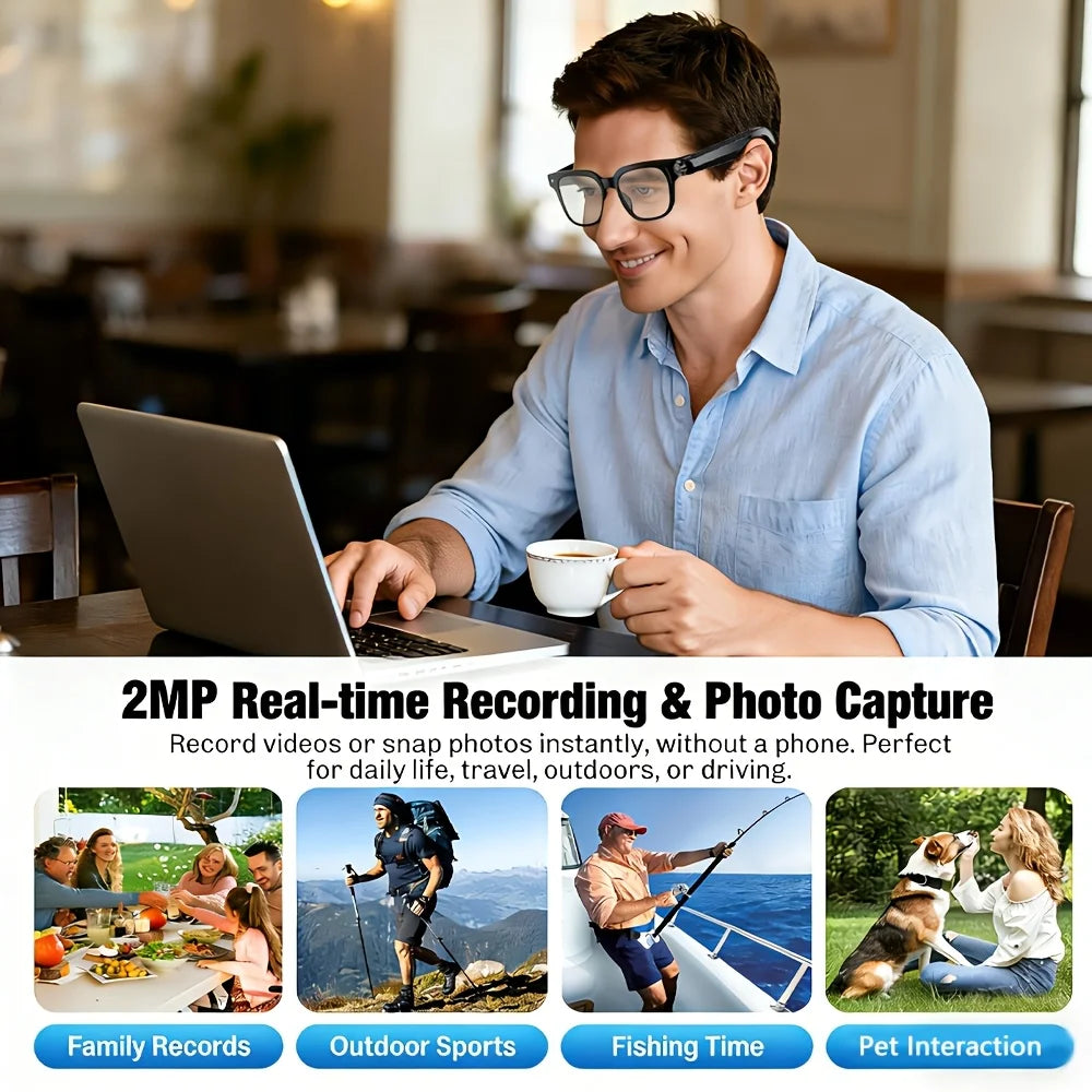 SENBONO AI Smart Glasses With HD Camera And Portable Charger