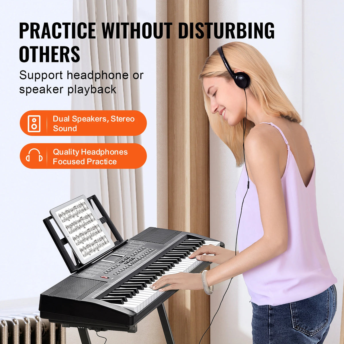 61 Key Portable Keyboard Piano 600 Tones And 500 Rhythms