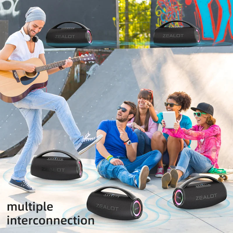 ZEALOT S97 80W Bluetooth Speaker Waterproof Subwoofer With TWS FM