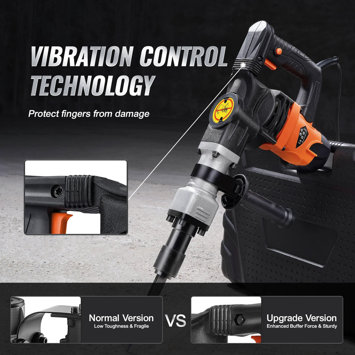 SucceBuy 1400W Electric Demolition Jack Hammer Heavy Duty 2900 BPM