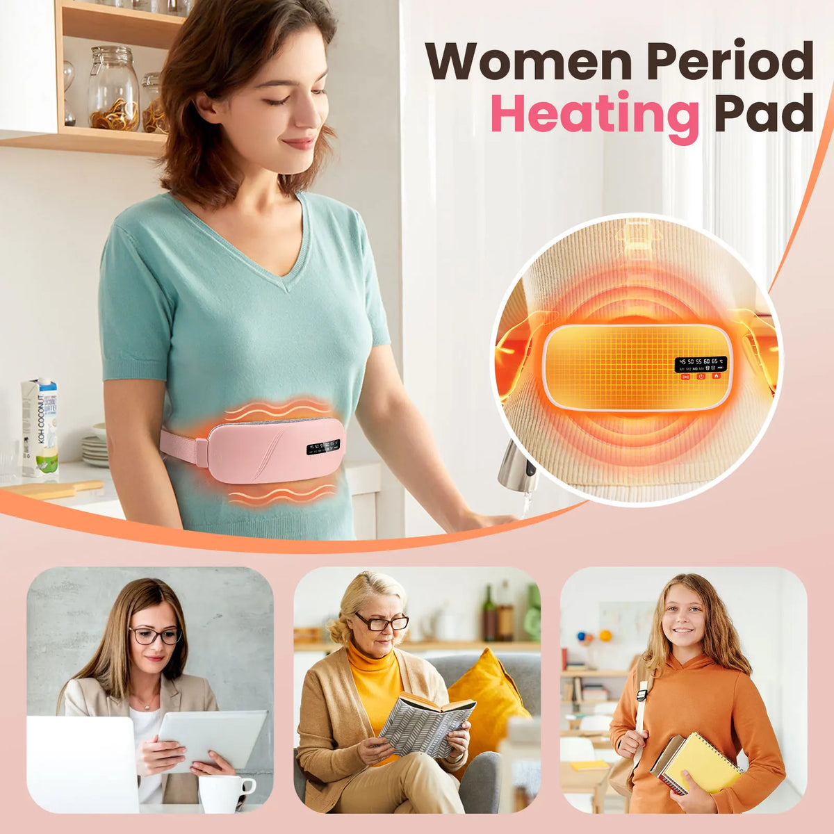PASTSKY 5 Modes Heating Vibration Waist Massager Belt For Cramps