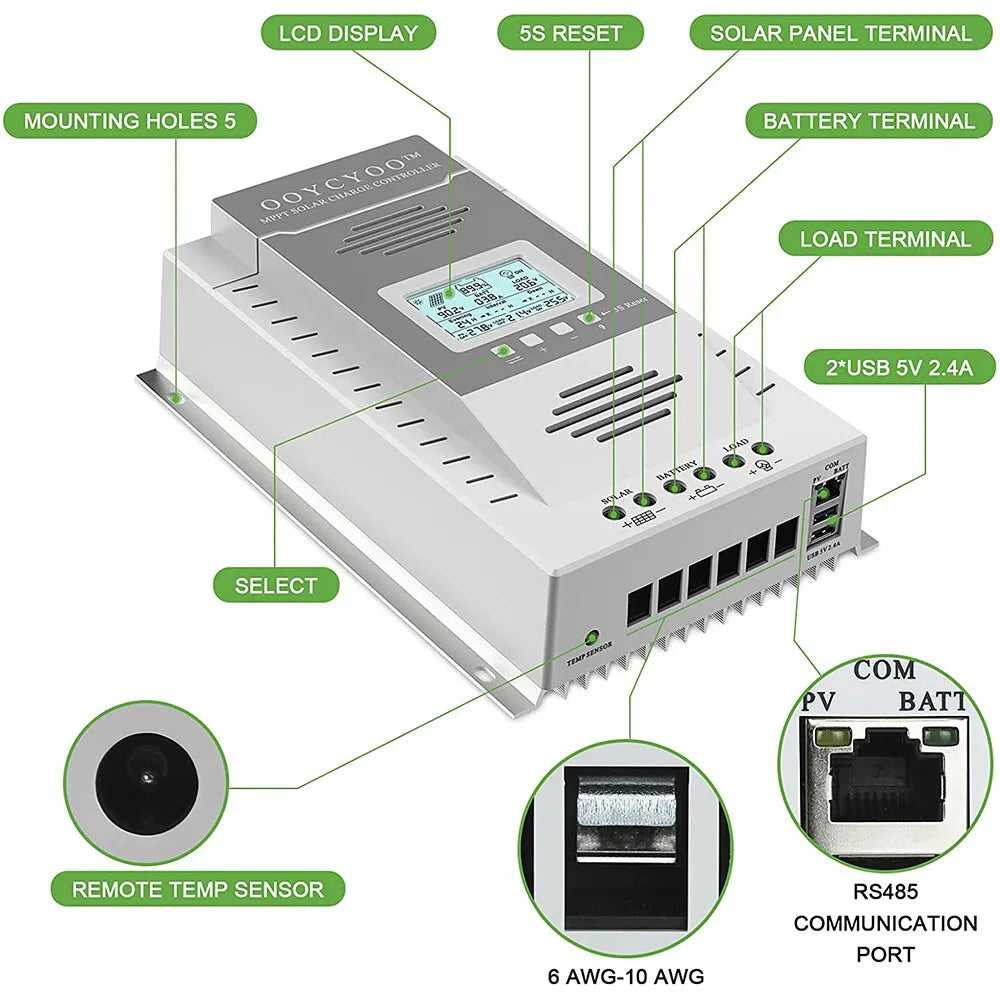 OOYCYOO MPPT Charge Controller 100A 12V24V Auto Regulator