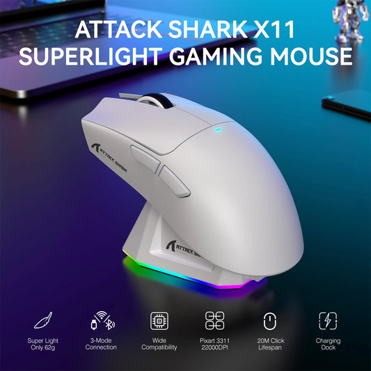 Attack Shark X11 Wireless Gaming Mouse RGB Backlight 22000 DPI