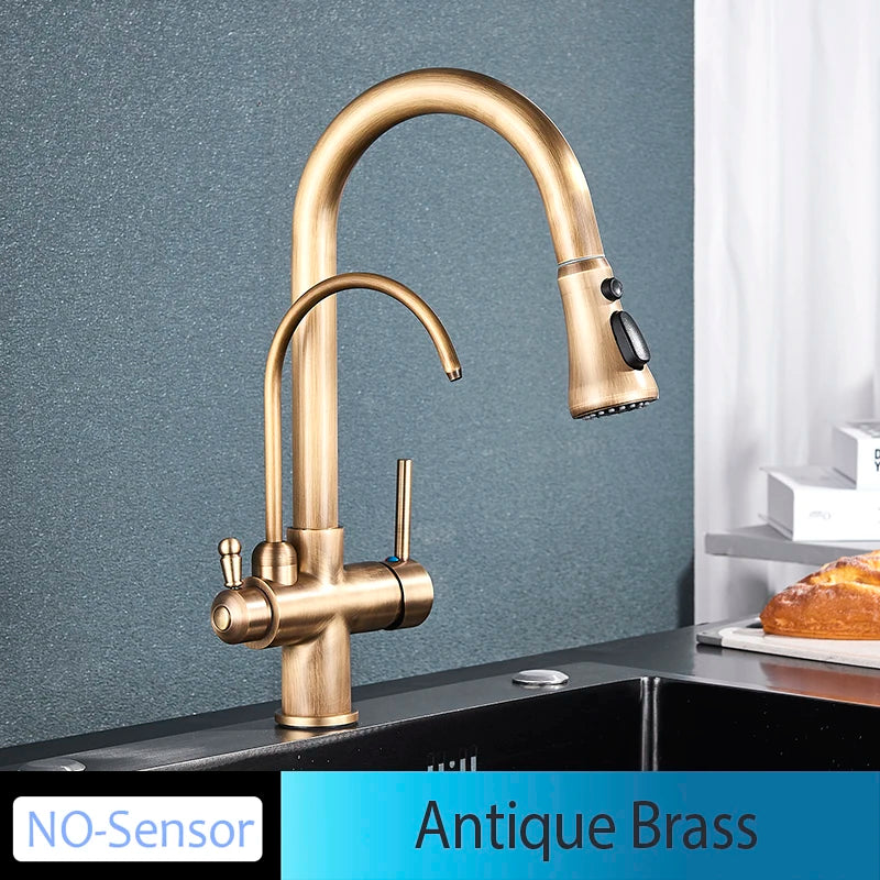 Onyzpily Kitchen Faucet No Sensor With Pull Out Spray Dual Handle