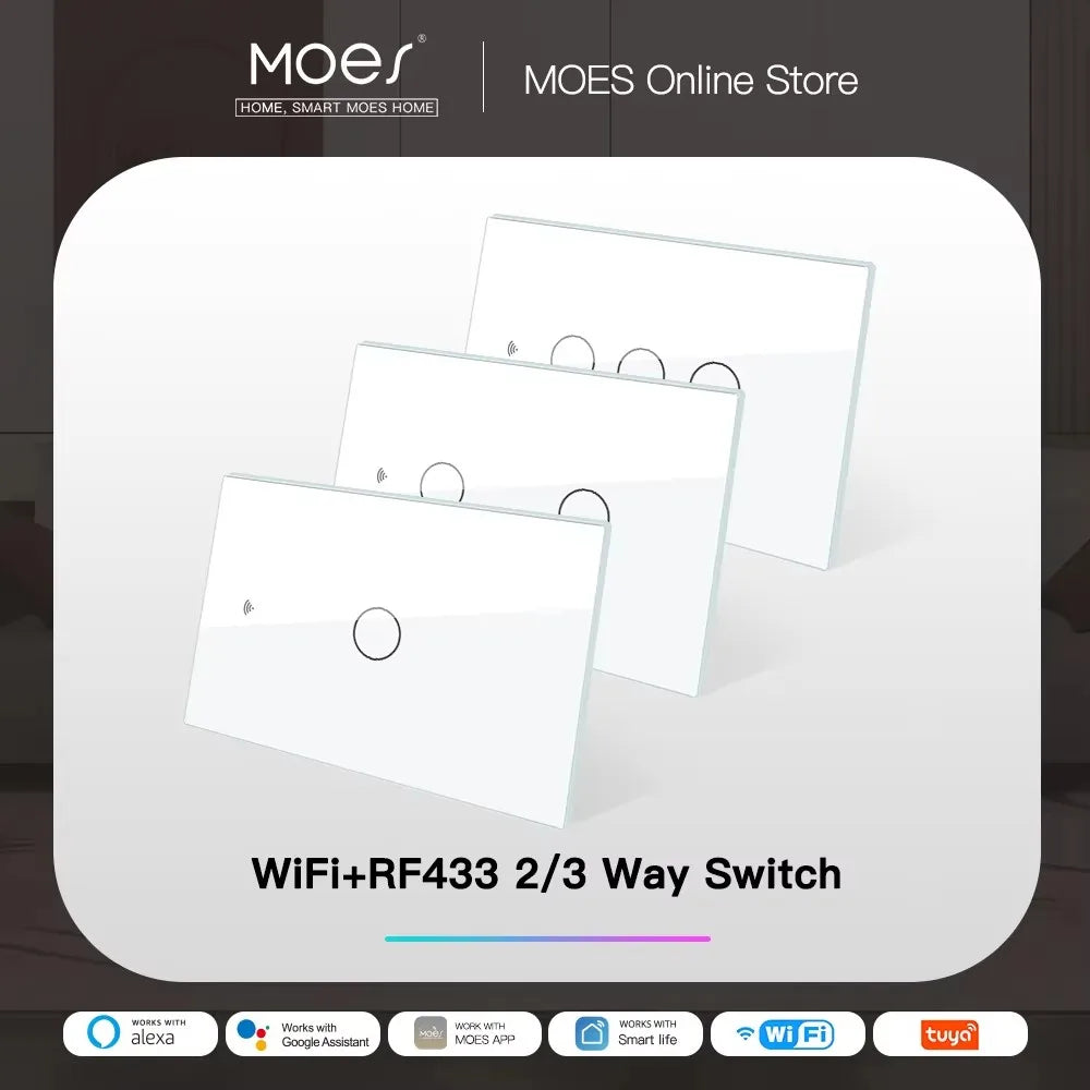 MOES Smart Glass Panel Switch Tuya App Multi Control Gang