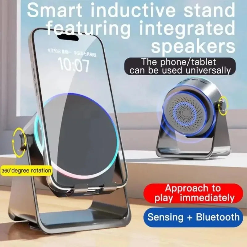 Inductive Wireless Phone Stand With Speaker And USB Charging