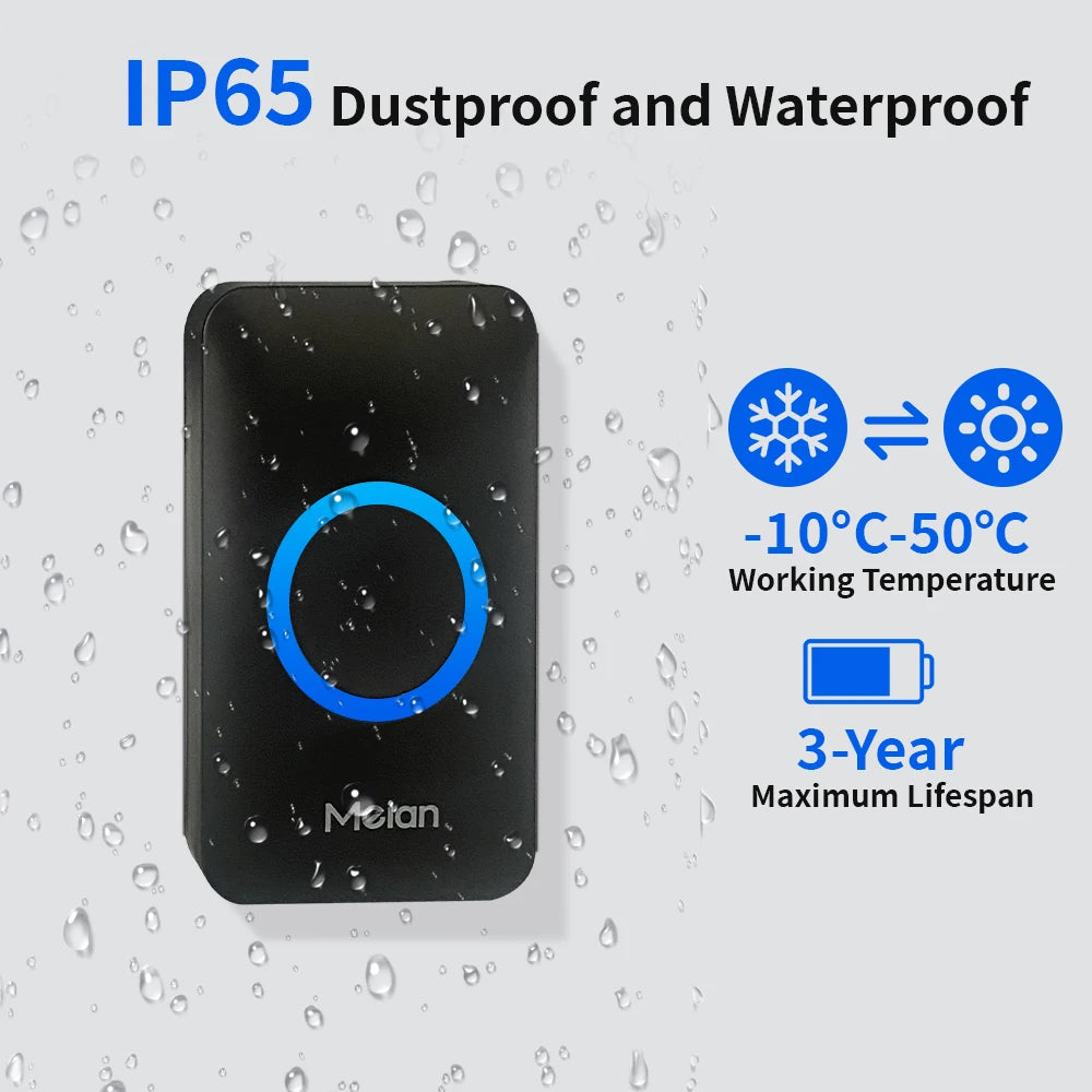 Meian Smart Home Doorbell Wireless IP65 Waterproof Chime Kit