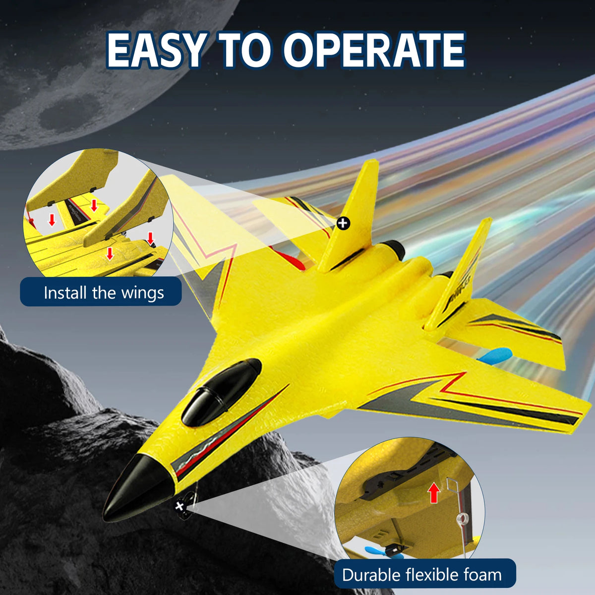 HW33 RC Fighter Jet Toy Fixed Wing Plane With 6 Axis Gyroscope