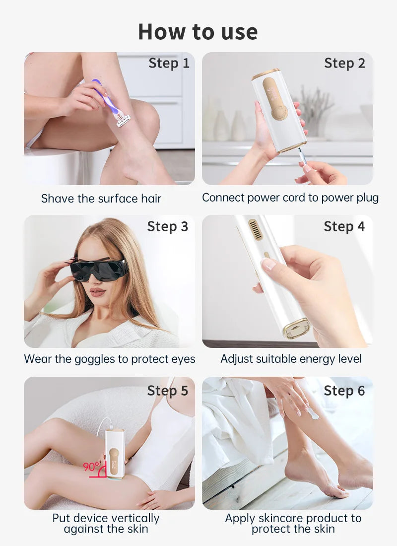LYSMOSKI IPL Hair Removal Device With Cooling Function 999,900 Flashes 3 In 1