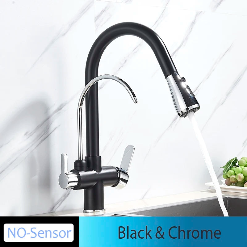 Onyzpily Kitchen Faucet No Sensor With Pull Out Spray Dual Handle