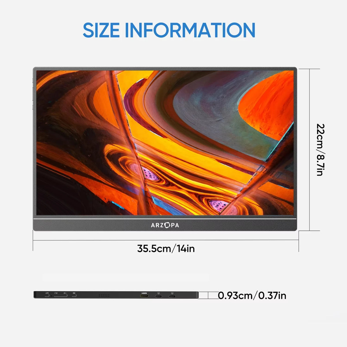 Arzopa Portable FHD IPS Monitor USB-C Mini HDMI Second Screen