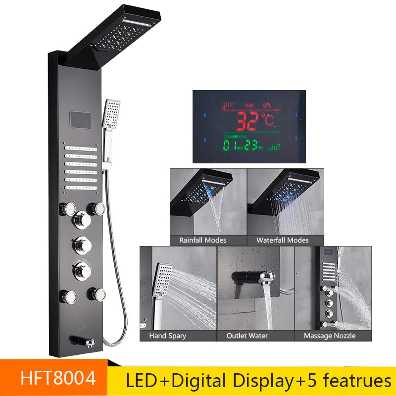 Senlesen LED Light Shower Panel Waterfall Rain Digital Display System