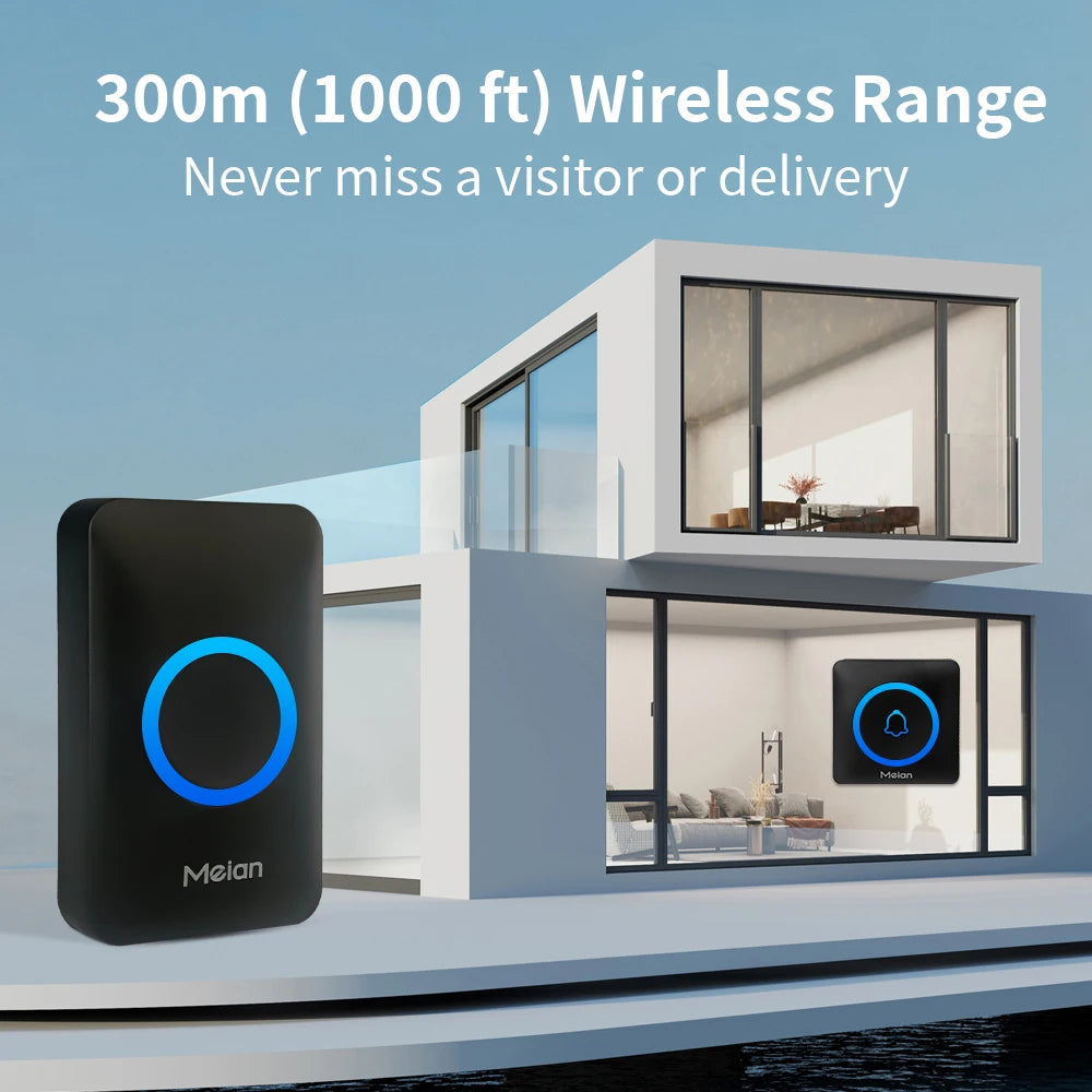 Meian Smart Home Doorbell Wireless IP65 Waterproof Chime Kit