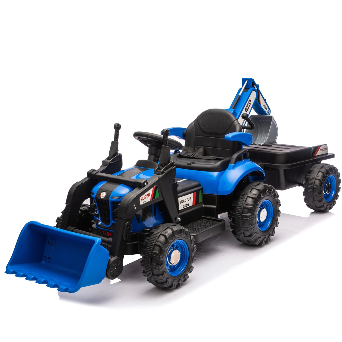24V Kids Ride On Electric Tractor With Remote Control And LED Lights