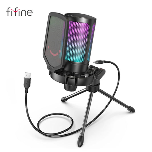 FIFINE Ampligame USB Gaming Microphone With Pop Filter And Gain