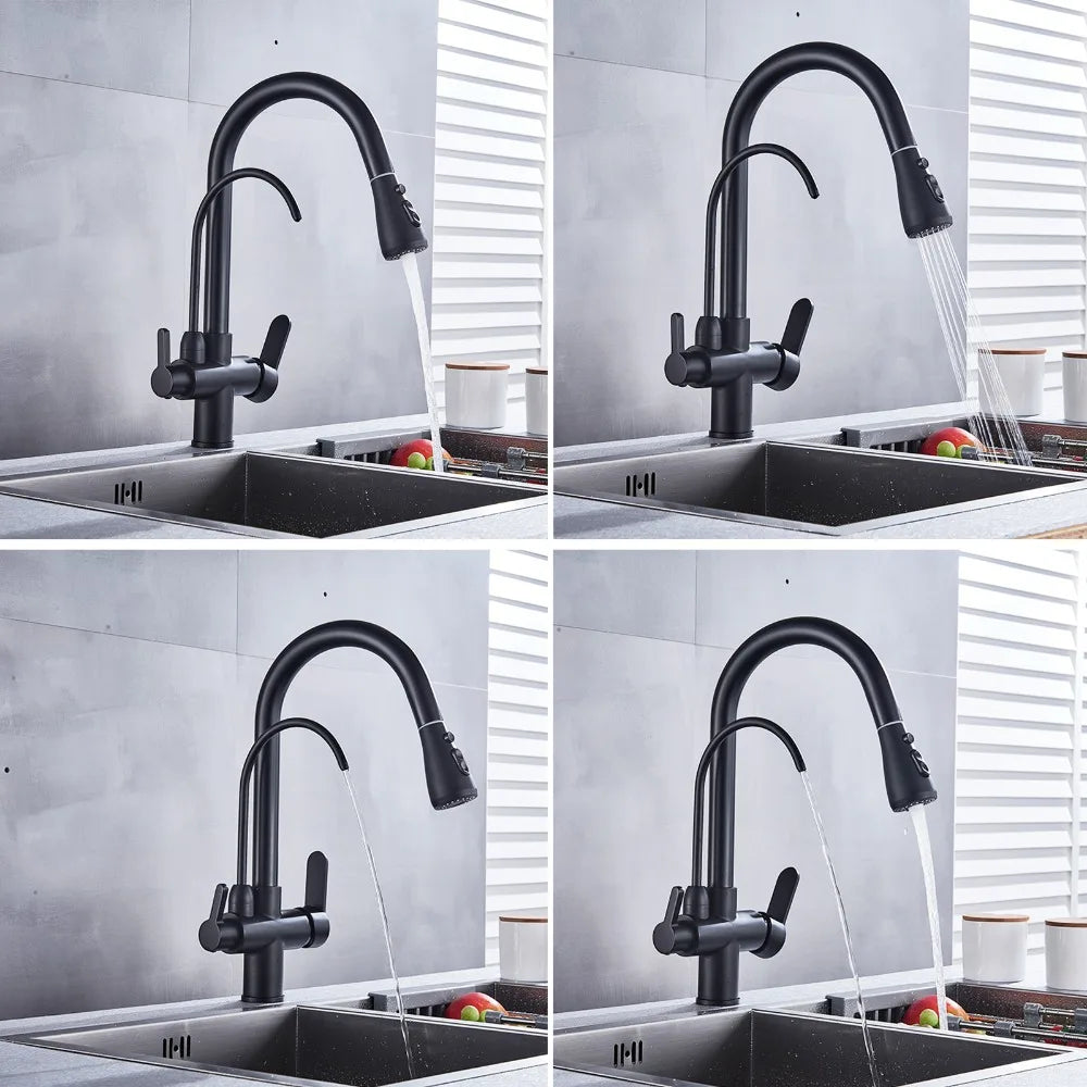 Onyzpily Kitchen Faucet No Sensor With Pull Out Spray Dual Handle