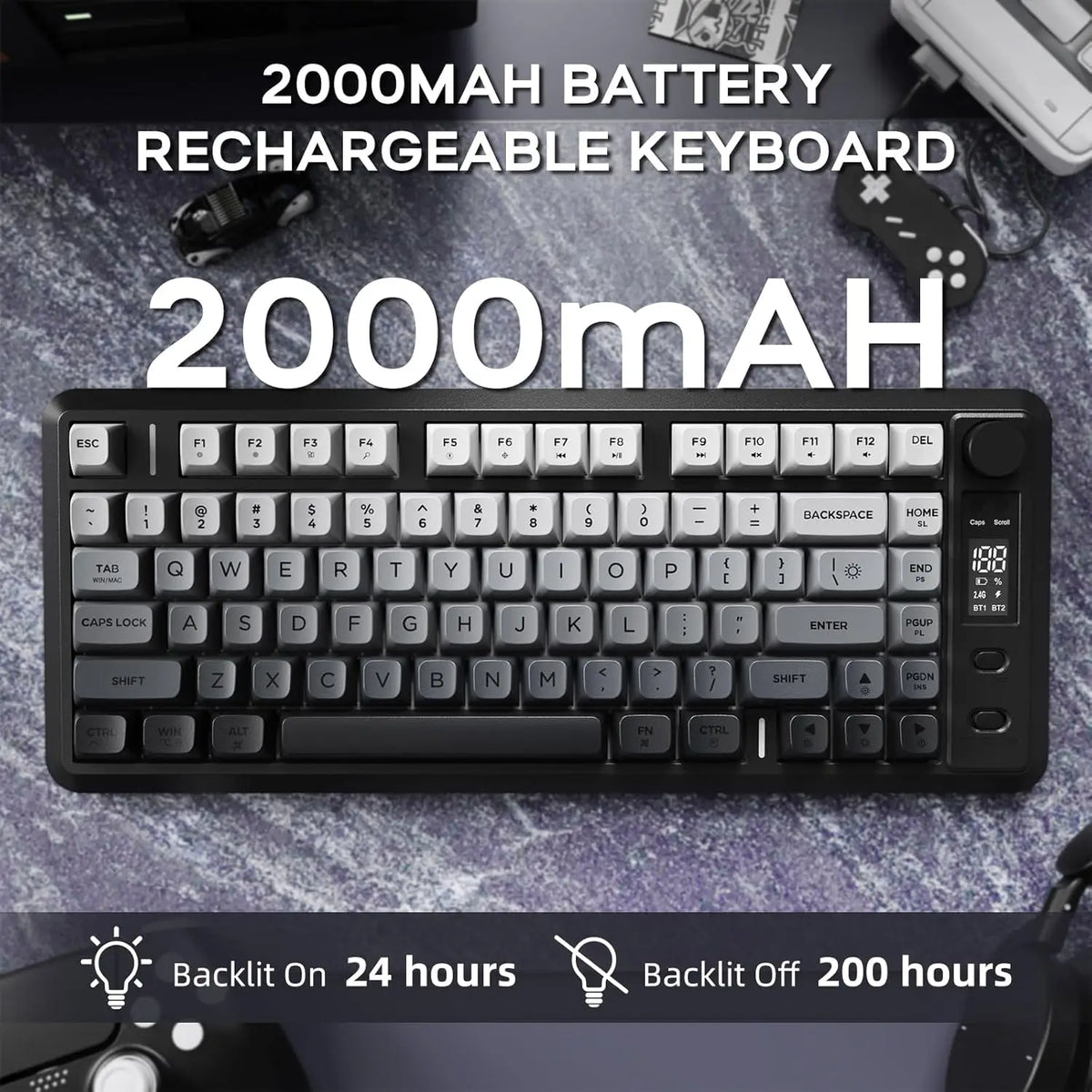 Attack Shark M75 Wireless Membrane Gaming Keyboard With Knob OLED