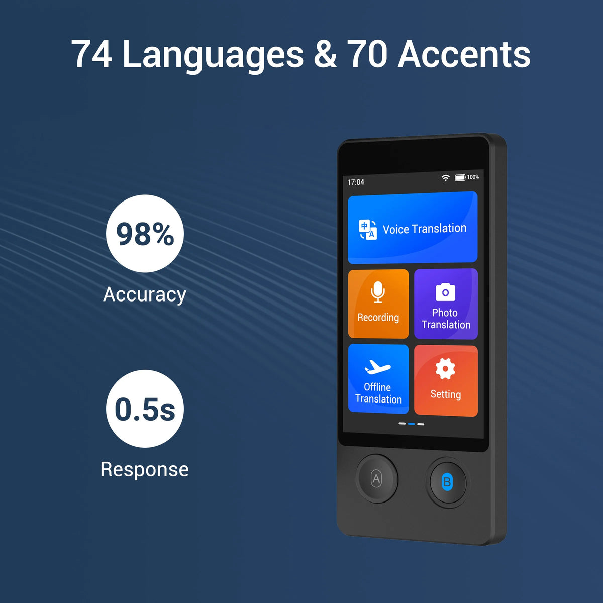 Wooask W12 Translator Two-Way Real-Time Voice Translation Device 144 Languages