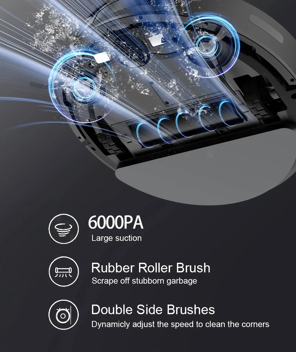 BOAIMORE Robot Vacuum With Mop, App Control, 6000PA Suction