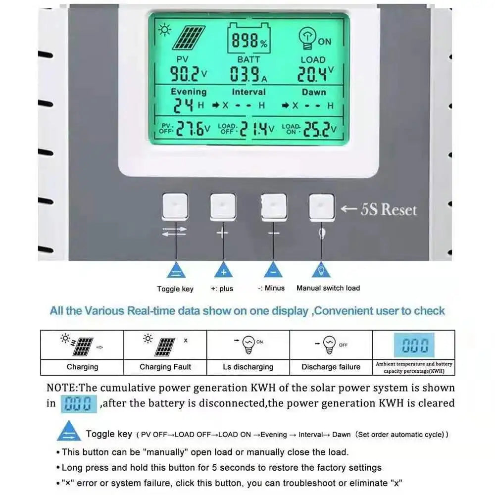 OOYCYOO MPPT Charge Controller 100A 12V24V Auto Regulator