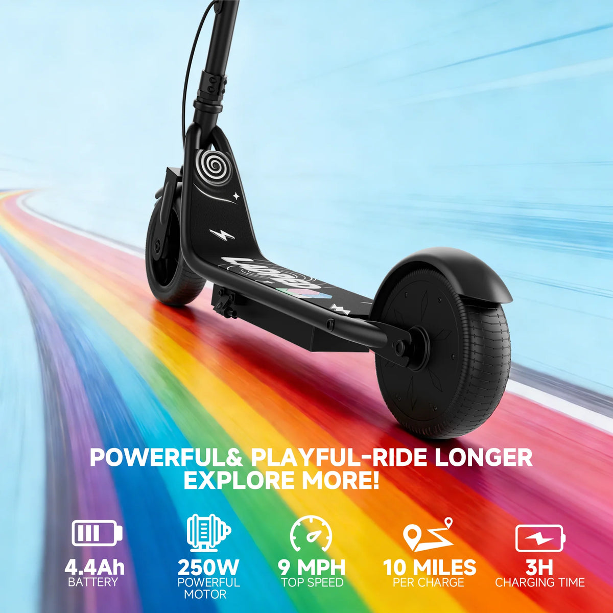 Ladped Electric Kids Scooter Three Speed 9 MPH 250W