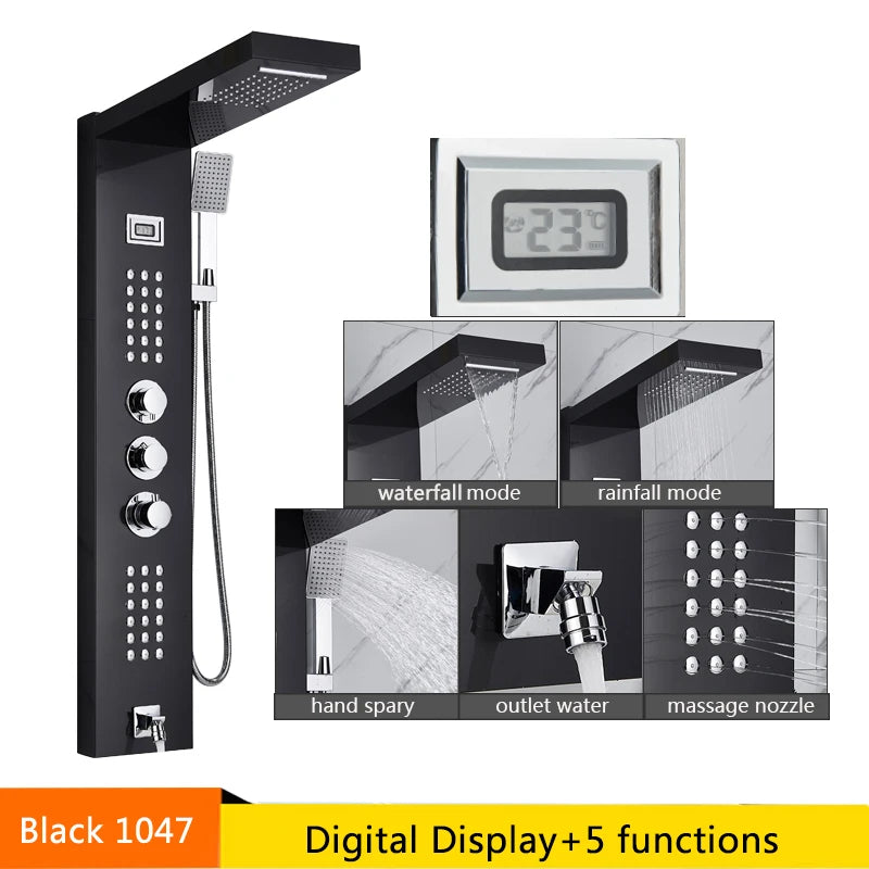 Senlesen LED Light Shower Panel Waterfall Rain Digital Display System