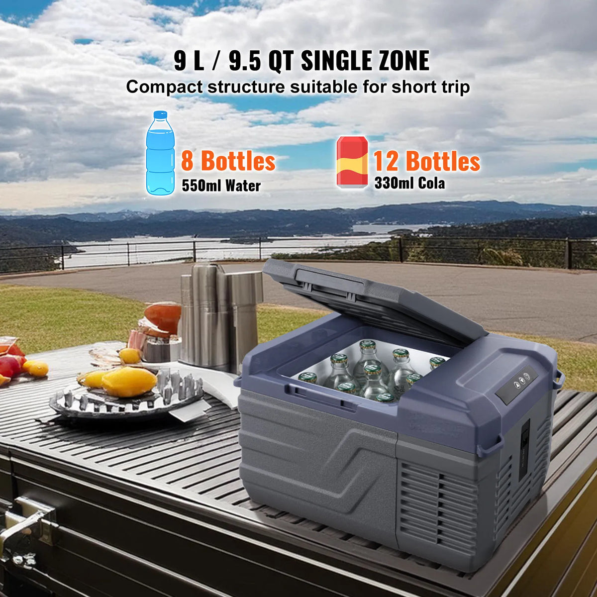 VEVOR Portable Car Refrigerator Dual Zone Bluetooth Temperature Adjustable