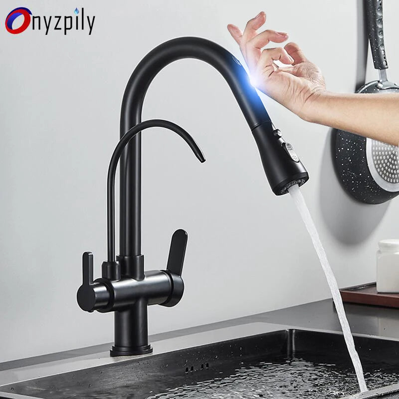Onyzpily Kitchen Faucet No Sensor With Pull Out Spray Dual Handle