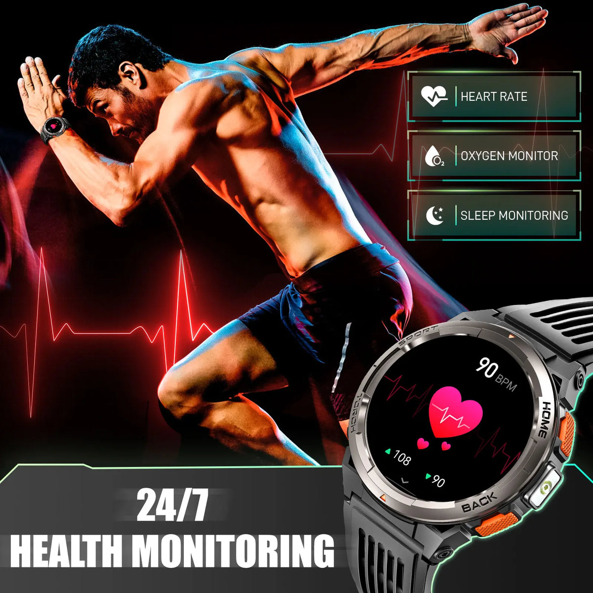 EIGIIS KE5 1.45 Inch Smart Watch 3ATM Waterproof Compass Barometer