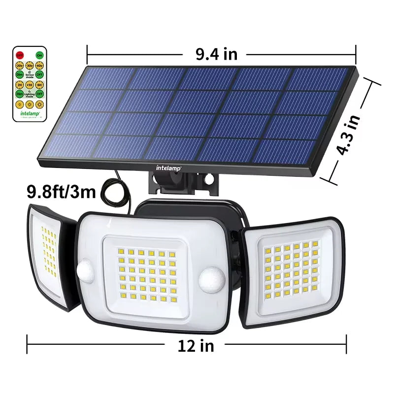 Intelamp Solar LED Flood Light With Motion Sensors