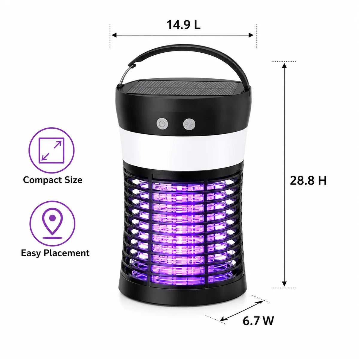 Bug Zapper Solar Mosquito Killer 3000V Rechargeable Indoor And Outdoor
