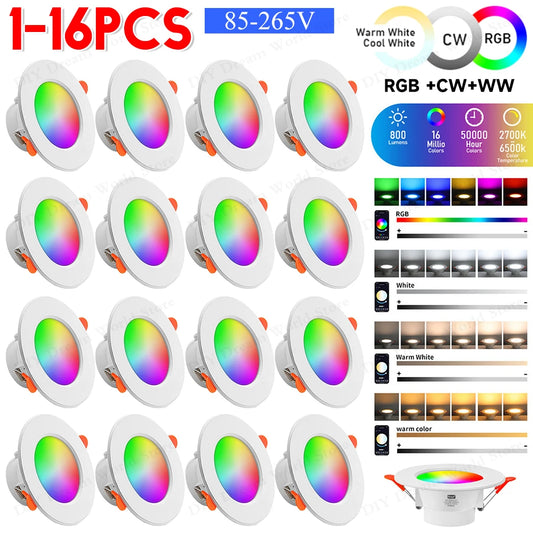 APWIKOGER 10W Smart LED Downlight RGB CCT Bluetooth Ceiling Lamp