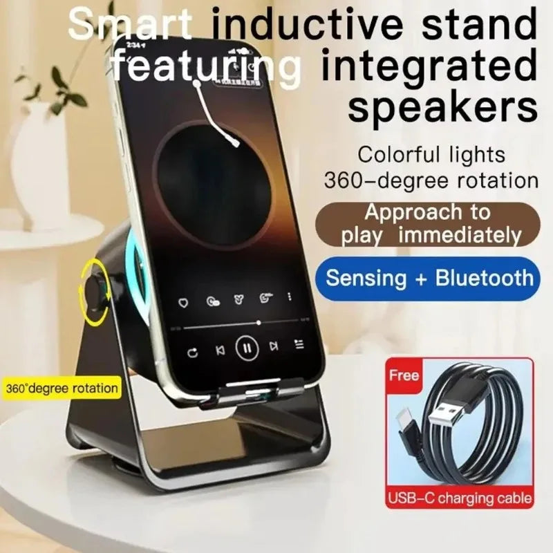 Inductive Wireless Phone Stand With Speaker And USB Charging