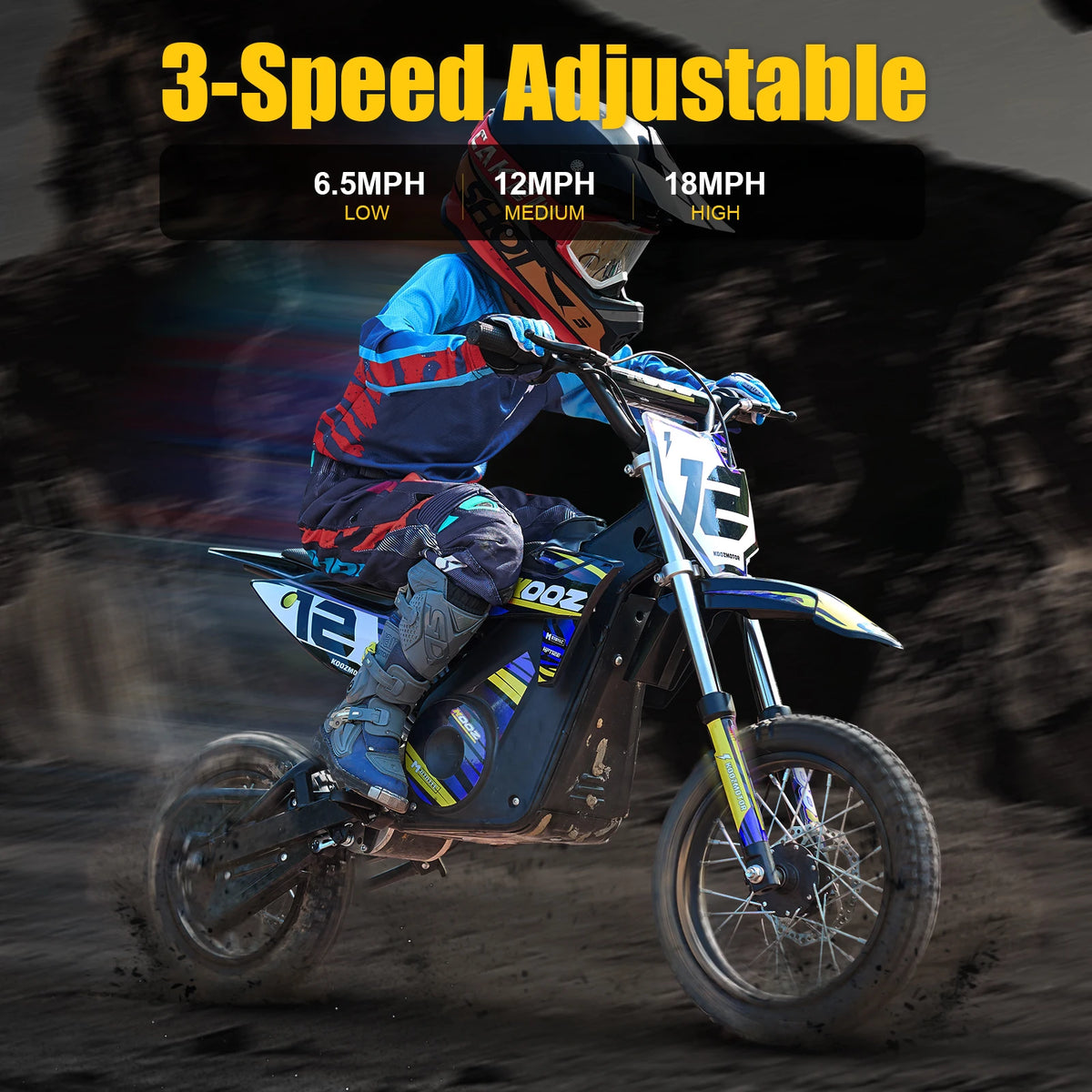 KOOZ HP112E 36V 1000W Electric Dirt Bike For Kids 3-Speed