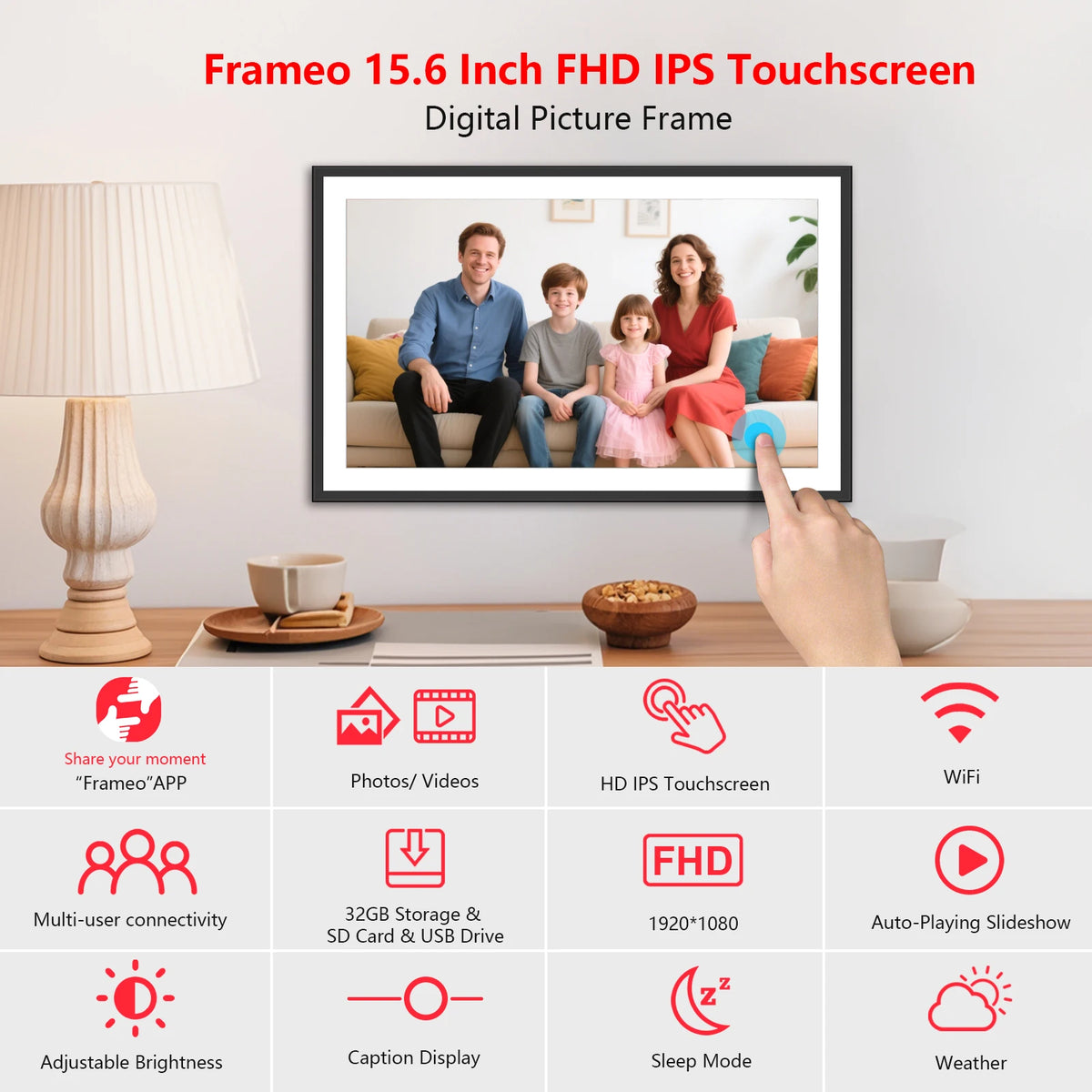 YENOCK Digital Photo Frame WiFi IPS Touch Auto Rotate