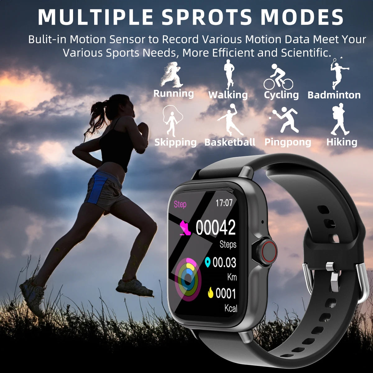 Smartwatch With Sleep Monitoring Pedometer And Alerts For iPhone Android