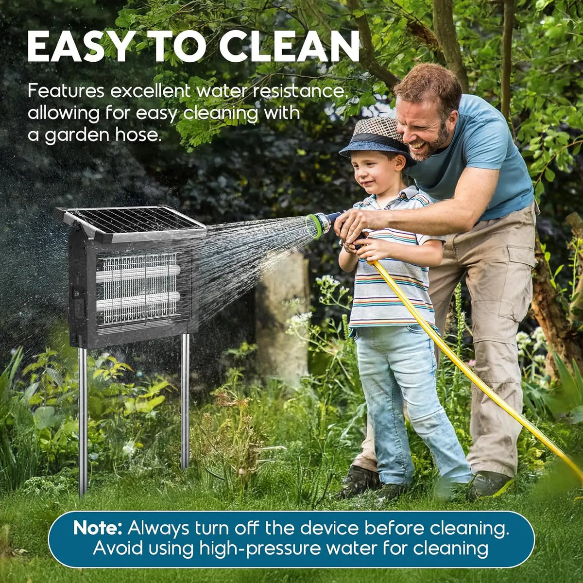 Solar Bug Zapper 4500V Outdoor Waterproof Panel Sensor Garden Patio